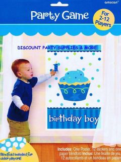 1st Birthday Boy Cupcake Pin The Candle Party Game