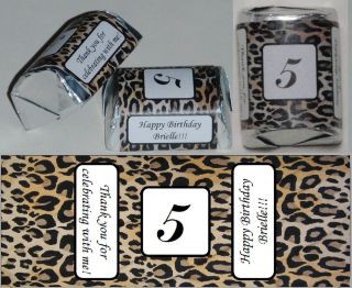 30 Leopard Cheetah Print Birthday Candy Wrappers Favors