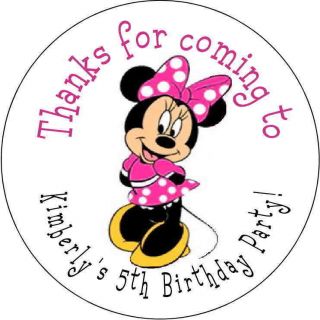 Pink Minnie Mouse Polka Personalized Favor Stickers Personalized Birthday Party