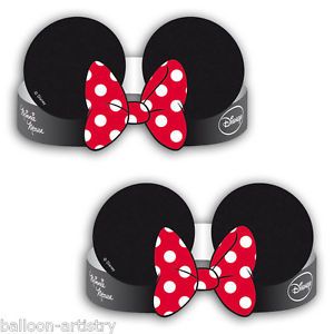 6 Disney Minnie Mouse Classic Red Polka Dots Party Hats Headbands