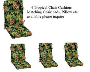 New Set 4 Outdoor Patio Furniture Chair Cushion Deep Seating Tropical Pattern