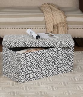 Kings Brand Zebra Design Fabric Folding Storage Ottoman Bench Footstool New