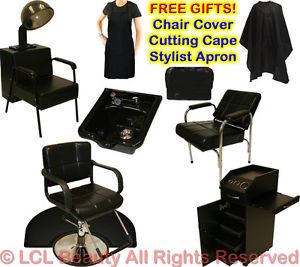 Hydraulic Barber Chair Station Shampoo Bowl Sink Hair Dryer Spa Salon Equipment