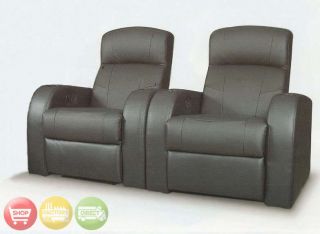 Home Theater Seating Reclining Black Leather Chairs New