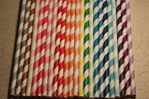 Paper Drinking Straws Party Decor Goods Supply Stripe Colors Wedding Holiday