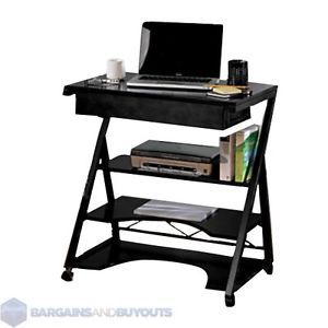 Mobile Office Height Adjustable Laptop Desk with Three Selves 400019 Black