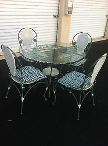 Dinette Set Wicker with Four Chairs Cottage Style