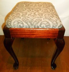 Vintage Sewing Bench Queen Anne Style Seat Stool Piano Chair Antique Old Storage