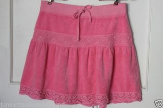 Juicy Couture Womens Pink Terry Skirt Above Knee Lace Drawstring Sz M 938