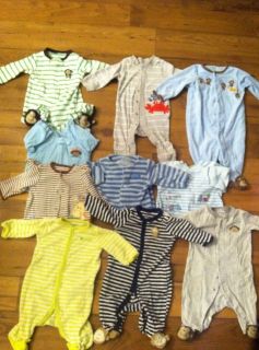 Carters Infants Baby Clothing 10 PC Lot 3 6 Months Boys Sleepers