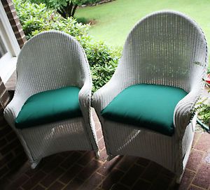 2 Lloyd Flanders Wicker Rockers White Rocking Chair Furniture Cushion N Carolina