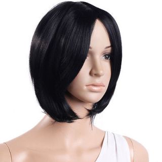 New Amazing 12 6 inch Women Anime Party Wig Turnup Side Bang Short Hair Black