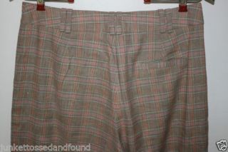 Faconnable Women's Multi Colored Plaid Linen Blend Pants Slacks Sz 6 625
