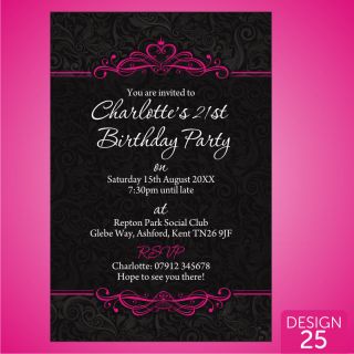 Personalised 18th 21st 30th 40th 50th Birthday Party Invitations