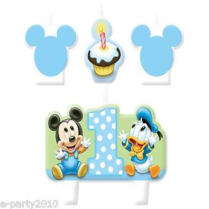 4pc Mickey Mouse 1st Birthday Cake Candle Set Baby First Party Supplies