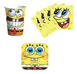Sponge Bob Birthday Party Supplies Plates Napkins Cups Set for 8 or 16 New