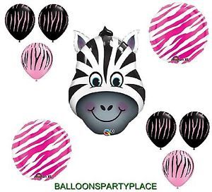 Zebra Balloons Birthday Party Baby Shower Supplies Jungle Safari Animal Print XL