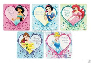 15 Disney Princess Valentines Day Stickers Kid Party Goody Loot Bag Favor Supply