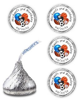 108 All Sports Birthday Party Candy Kisses Labels Favors Baby Shower Wrappers