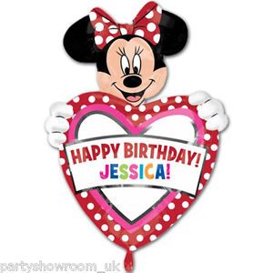 24" Disney Minnie Mouse Red Polka Dots Personalised Party Heart Foil Balloon