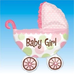 31" Pink Baby Girl Pram Carriage Supershape Balloon