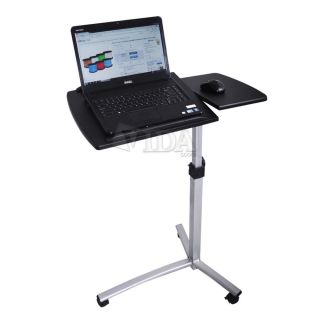 Black Angle Height Adjustable Rolling Laptop Desk Over Bed Hospital Table Stand