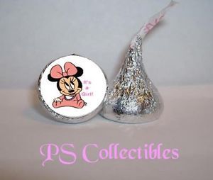 108 Minnie Mouse Baby Shower Kiss Sticker Candy Label Party Favors Announcements