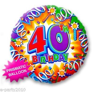 40th Birthday Prismatic Mylar Foil Balloon Fortieth Party Supplies Decorations