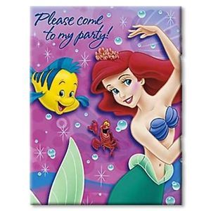 Disney Ariel The Little Mermaid 8 Invitation Cards Birthday Party Supplies