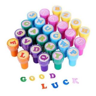 26pcs A to Z Multicolor Plastic Letter Stamp Toy Pre School Kid Reading Writing