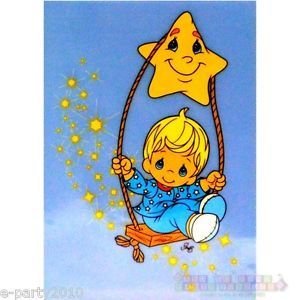 1 Precious Moments Iron on Transfer Boy Swing Star Baby Shower Party Supplies