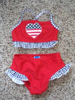 4th July Red White Blue Baby Girl Bikini Swimsuit Size 6 9 12 Months