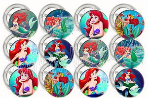 Disney The Little Mermaid Ariel 2" Large Buttons Pins Party Favors 12 Pcs