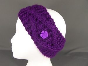 Purple Ear Warmer Kids Girls Muff Knit Head Wrap Hat Headband Crochet Ear Band