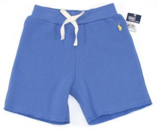 Polo Ralph Lauren Boys Girls Shorts 4 4T Pants Light Blue Fleece Yellow Pony