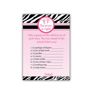 30 The Price Is Right Card Hot Pink Feet Zebra Baby Shower Activity Game