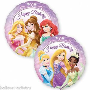 18" Disney Princess Style Party Purple Happy Birthday Round Foil Balloon