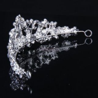 Bridal Wedding Crystal Necklace Earring Set Flower Crown Headband Veil Tiara