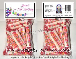 Personalized Music Notes Birthday Party Favors Bags Toppers Supplies Karaoke