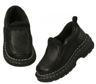 New Field Gear Boys Twin Gore Black Leather Loafer Shoes Size Toddler 6 M