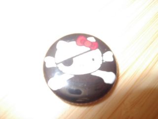 Hello Kitty Eyepatch Pirate Skull Crossbones Pin Pinback Button Badge