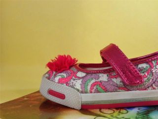 Stride Rite Jenna Girls Toddler Walking Shoes 5M Pink White Floral Design Puff