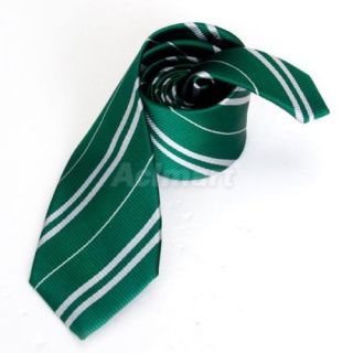 Mens Silk Stripe Tie Harry Potter Fan Slytherin Necktie
