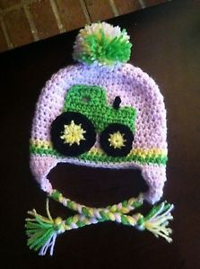 John Deere Style Handmade Crochet Hat Any Size Photo Prop Baby Kids Pink Brown