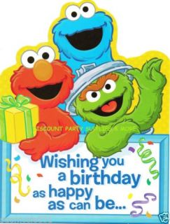 Sesame Street Elmo Cookie Monster Oscar The Grouch Happy Birthday Greeting Card
