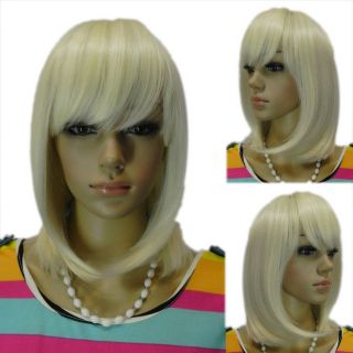 Bob Style Short Blonde Medium Girl Cosplay Vocaloid Party Straight Hair Wig W1
