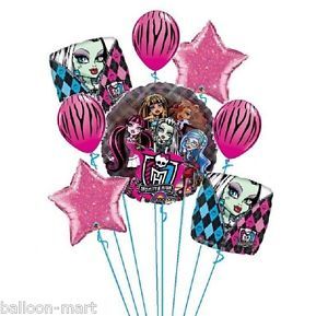 Balloon Bouquet Monster High Zebra Black Birthday Party Supply Latex and Foil