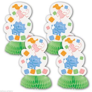 4 Adorable Animals Baby Shower Party Mini Honeycomb Decorations