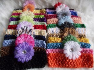 Lovely Lot 40 Girls Baby Daisy 2" Flowers Hair Bows Clip Crochet Headbands F21