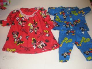 Clothes for Bitty Baby Twins Minnie Nightgown Mickey Mouse PJ'S